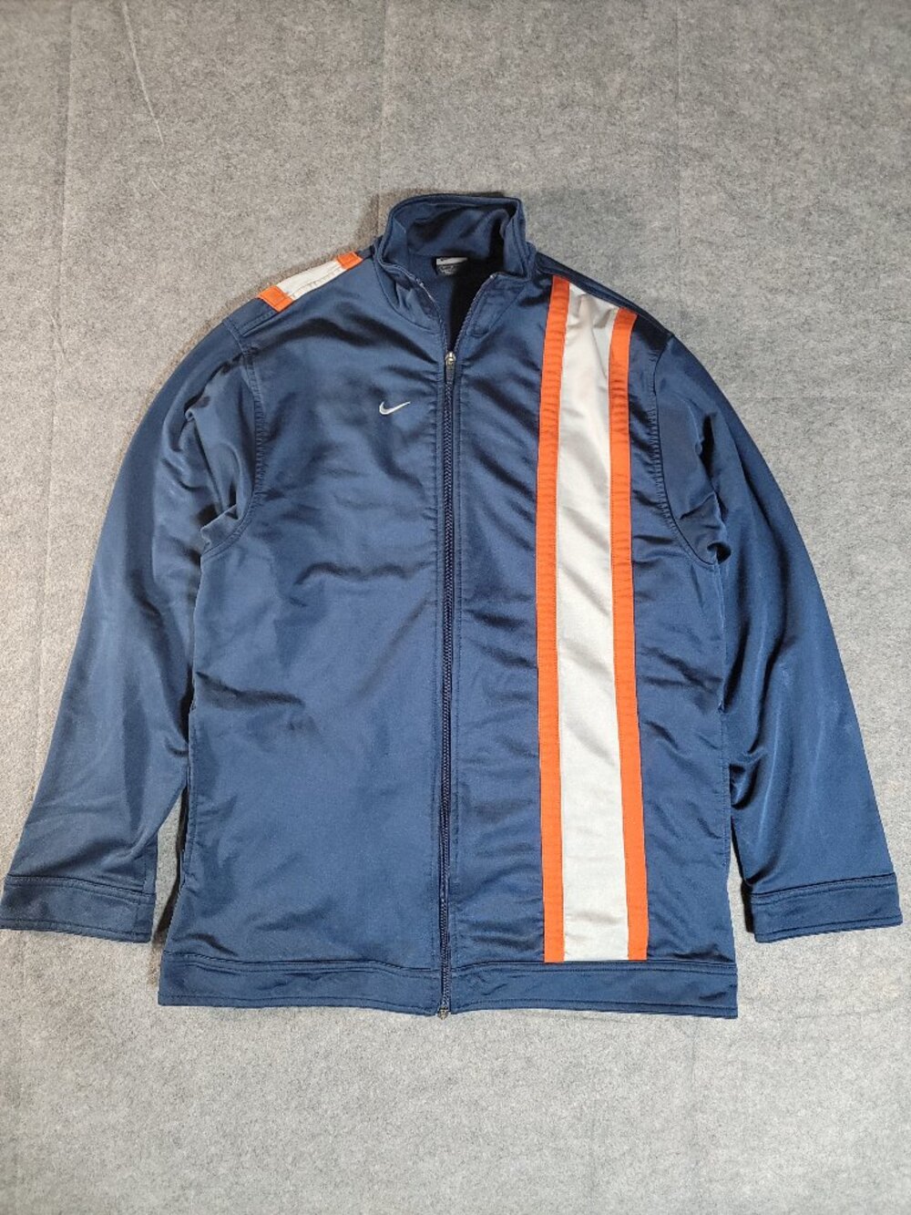 Vintage Y2K Nike Colorblock Track Jacket Navy Blue Orange Medium